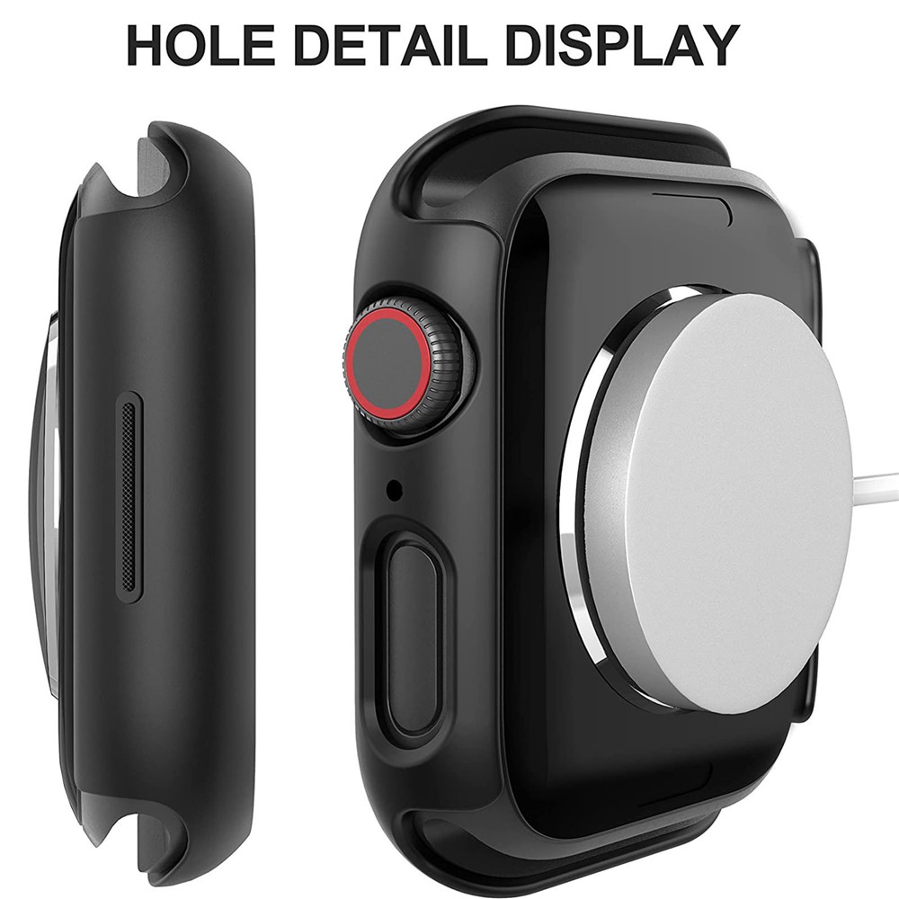 2Pcs Scratch-resistant 2-in-1 PC Watch Frame Cover with Tempered Glass Screen Protector Film for Apple Watch Series 7 41mm - Black-4