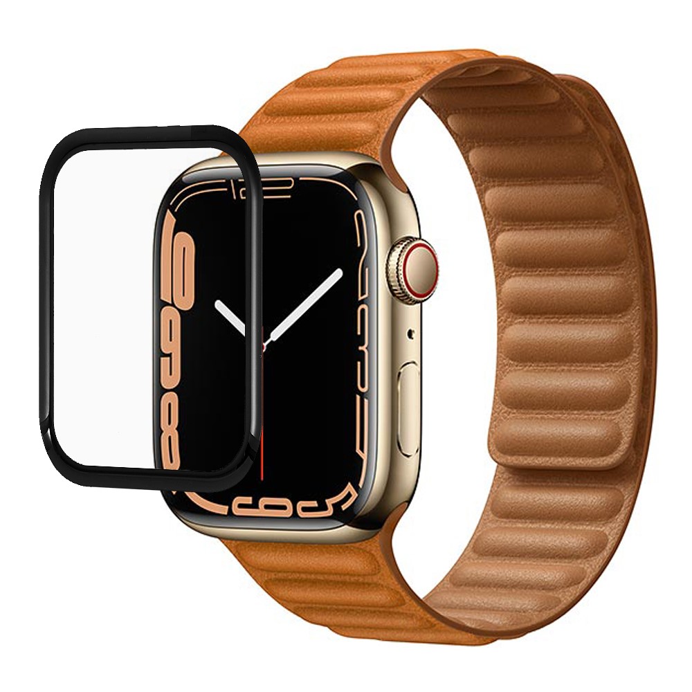 HD Clear Full Screen Full Glue 9H Silk Printing Tempered Glass Protective Film for Apple Watch Series 7 45mm-1