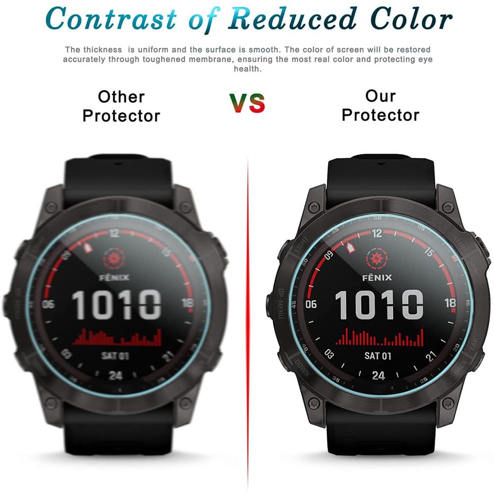 For Garmin fenix 7X 0.3mm Arc Edge Explosion-proof Tempered Glass Watch Screen Protector Film-3