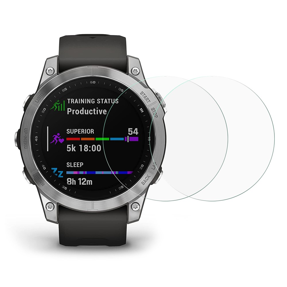 For Garmin Fenix 7 2PCS Arc Edge High Transparency Explosion-proof Tempered Glass Watch Screen Protector Film-1