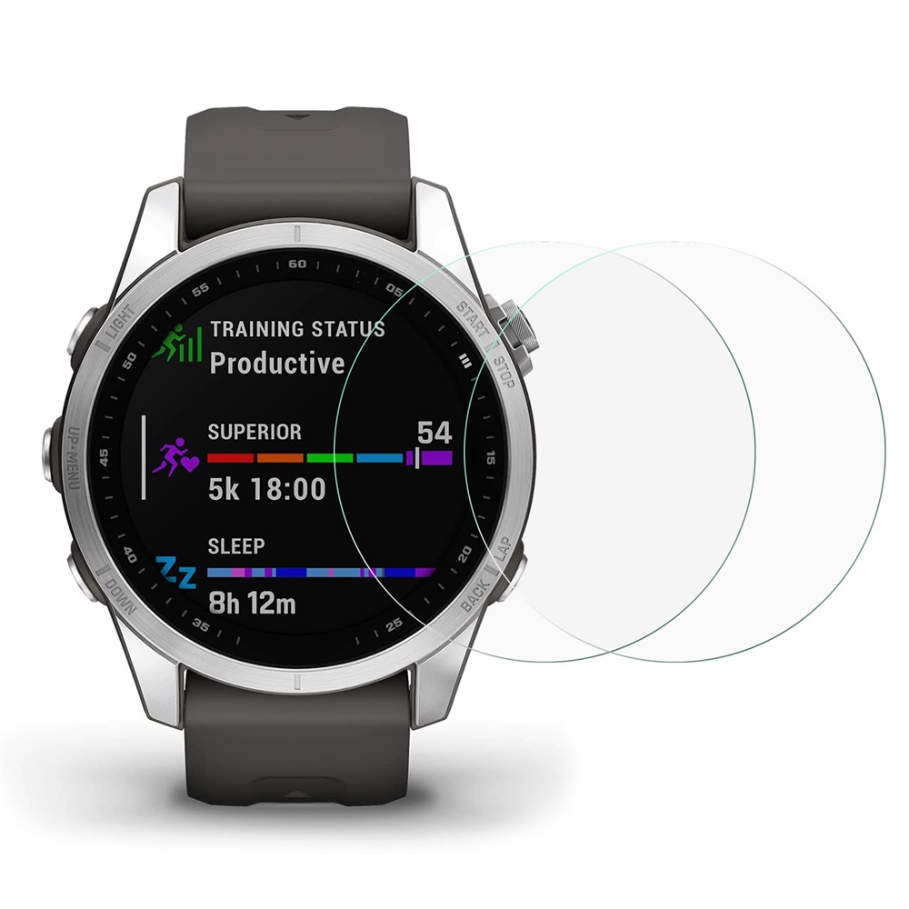 Screen Protector for Garmin Fenix 7S, 2PCS Super Clear Arc Edge Explosion-proof Tempered Glass Screen Film Cover-1