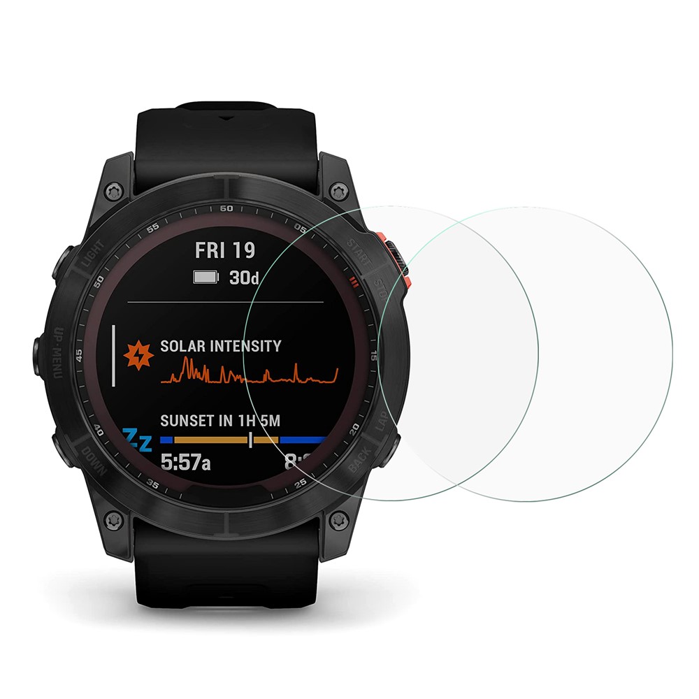 For Garmin Fenix 7X 2PCS Smart Watch Screen Protector Tempered Glass Watch Screen Film Arc Edge HD Design-1