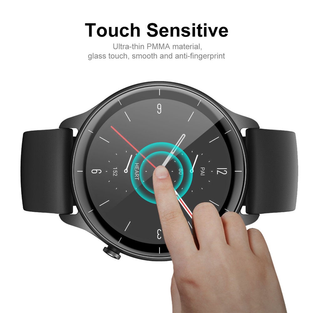ENKAY 2Pcs/Set 3D Curved Complete Covering Screen Protector for Amazfit GTR 3, PMMA Screen Protector Film PC Edging with Scale-4