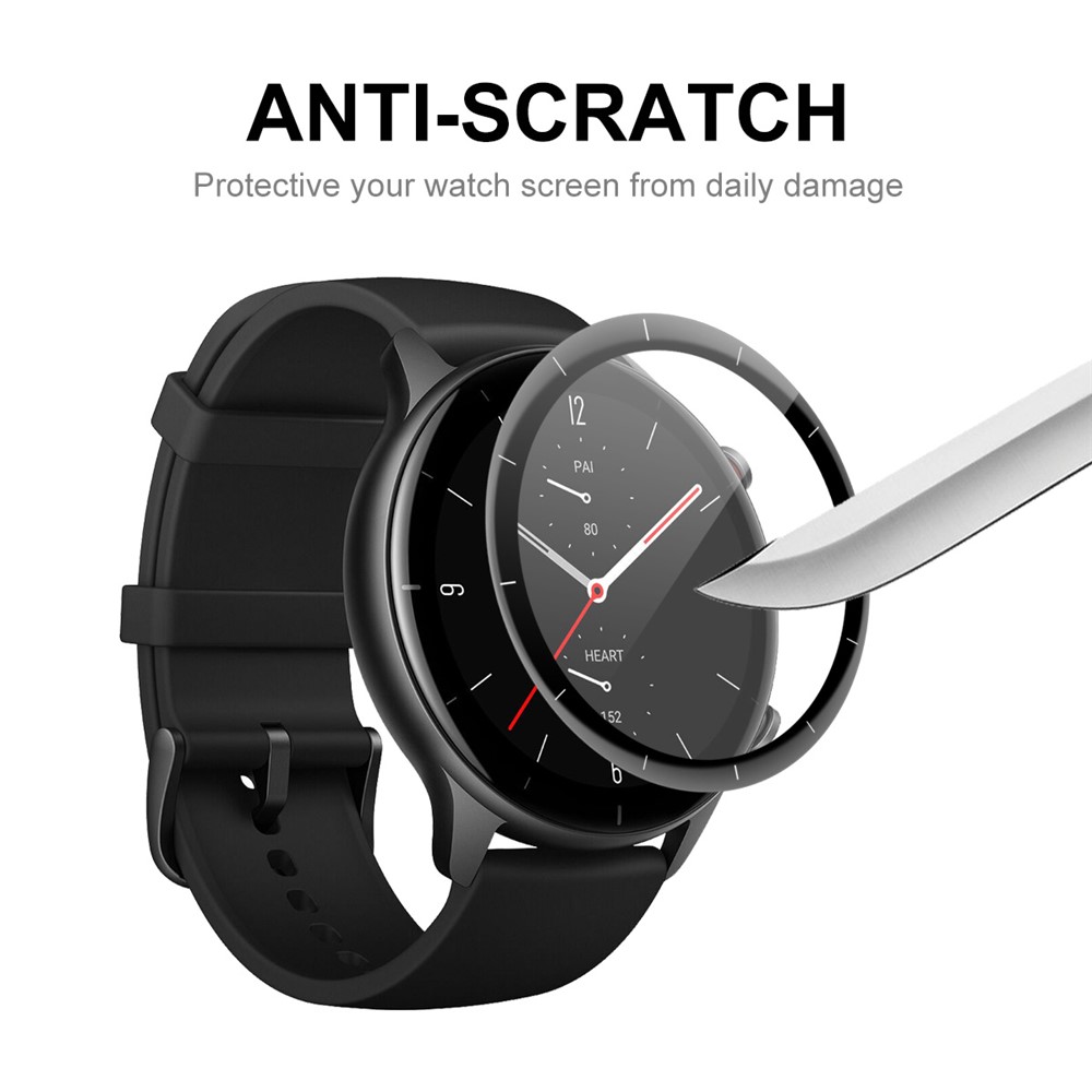 ENKAY 2Pcs/Set 3D Curved Complete Covering Screen Protector for Amazfit GTR 3, PMMA Screen Protector Film PC Edging with Scale-5