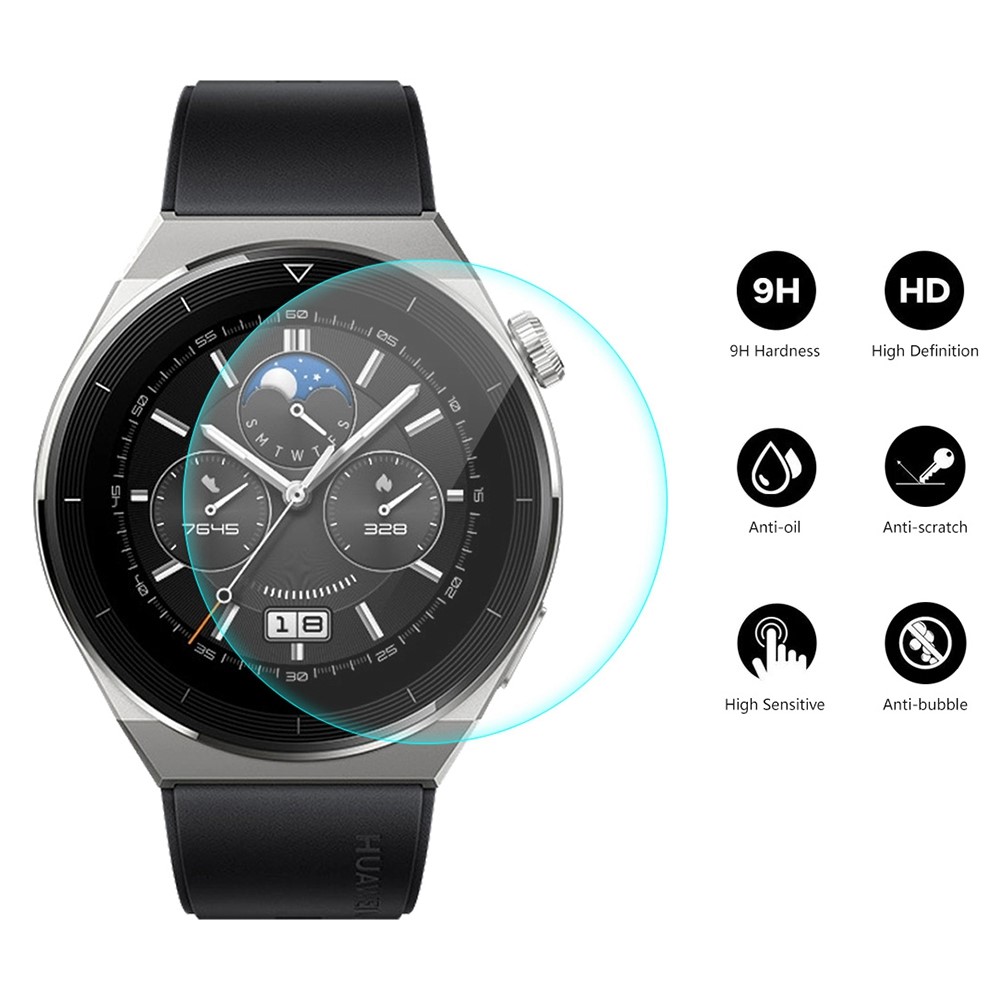 ENKAY 2Pcs/Set for Huawei Watch GT 3 Pro 46mm High Aluminium-silicon Glass Anti-explosion Film 0.2mm 9H HD Tempered Glass Screen Protector-2
