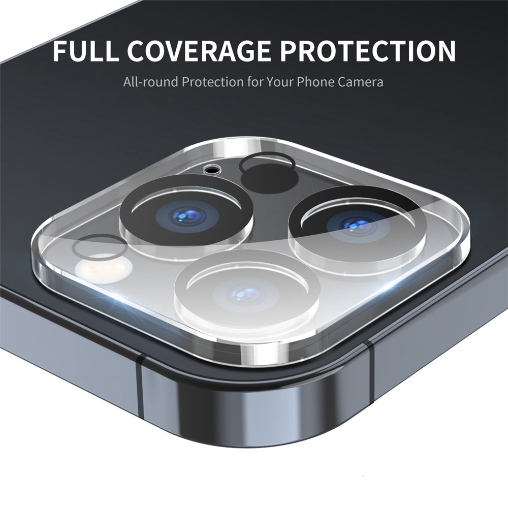 ENKAY HAT-PRINCE 2Pcs/Set for iPhone 14 Pro 6.1 inch/14 Pro Max 6.7 inch Camera Lens Protector Full Cover Tempered Glass Lens Film, Black Ring Version-2