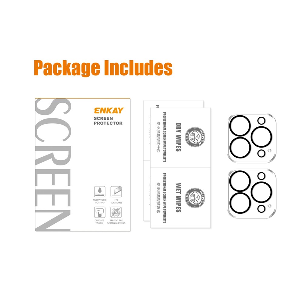 ENKAY HAT-PRINCE 2Pcs/Set for iPhone 14 Pro 6.1 inch/14 Pro Max 6.7 inch Camera Lens Protector Full Cover Tempered Glass Lens Film, Black Ring Version-6
