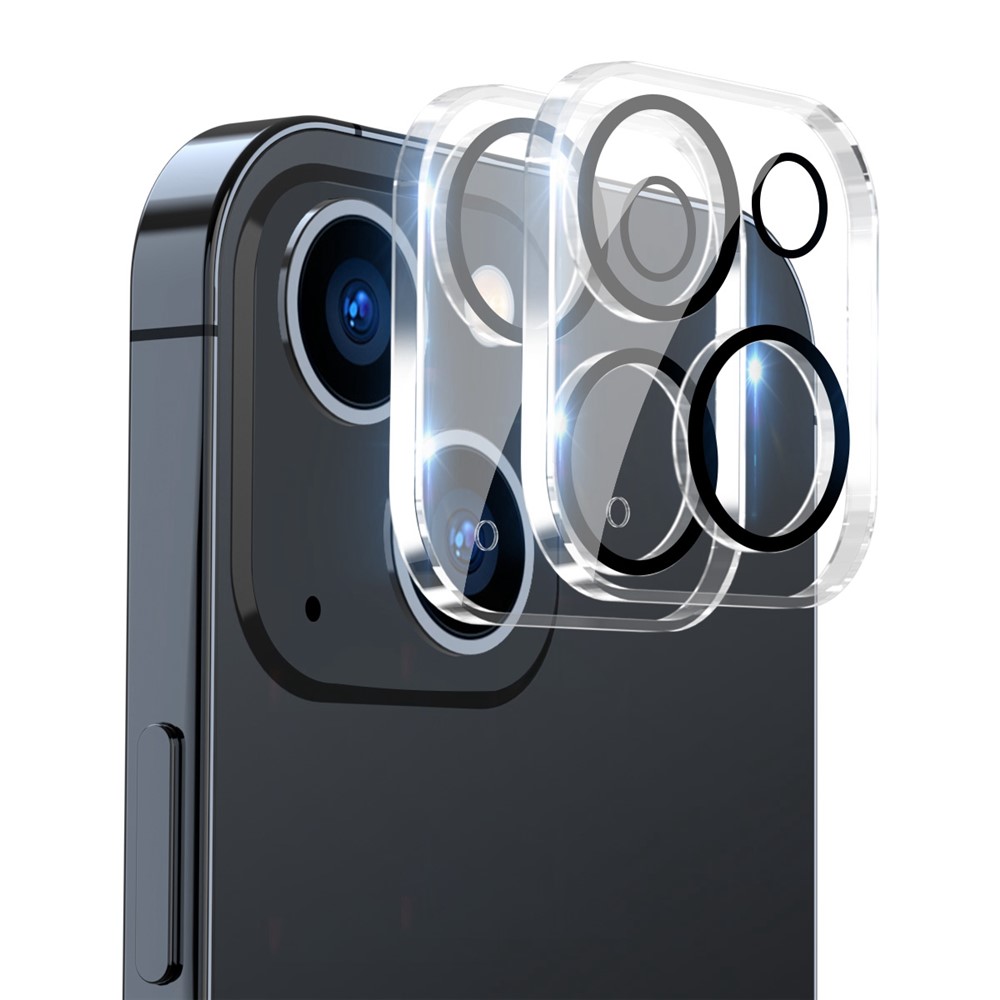 ENKAY HAT-PRINCE 2Pcs/Set for iPhone 14 6.1 inch/14 Max 6.7 inch Rear Camera Lens Film Tempered Glass Full Cover Lens Protector, Black Ring Version-1