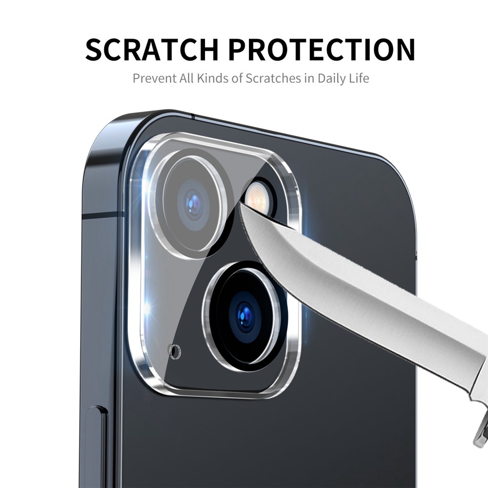 ENKAY HAT-PRINCE 2Pcs/Set for iPhone 14 6.1 inch/14 Max 6.7 inch Rear Camera Lens Film Tempered Glass Full Cover Lens Protector, Black Ring Version-4