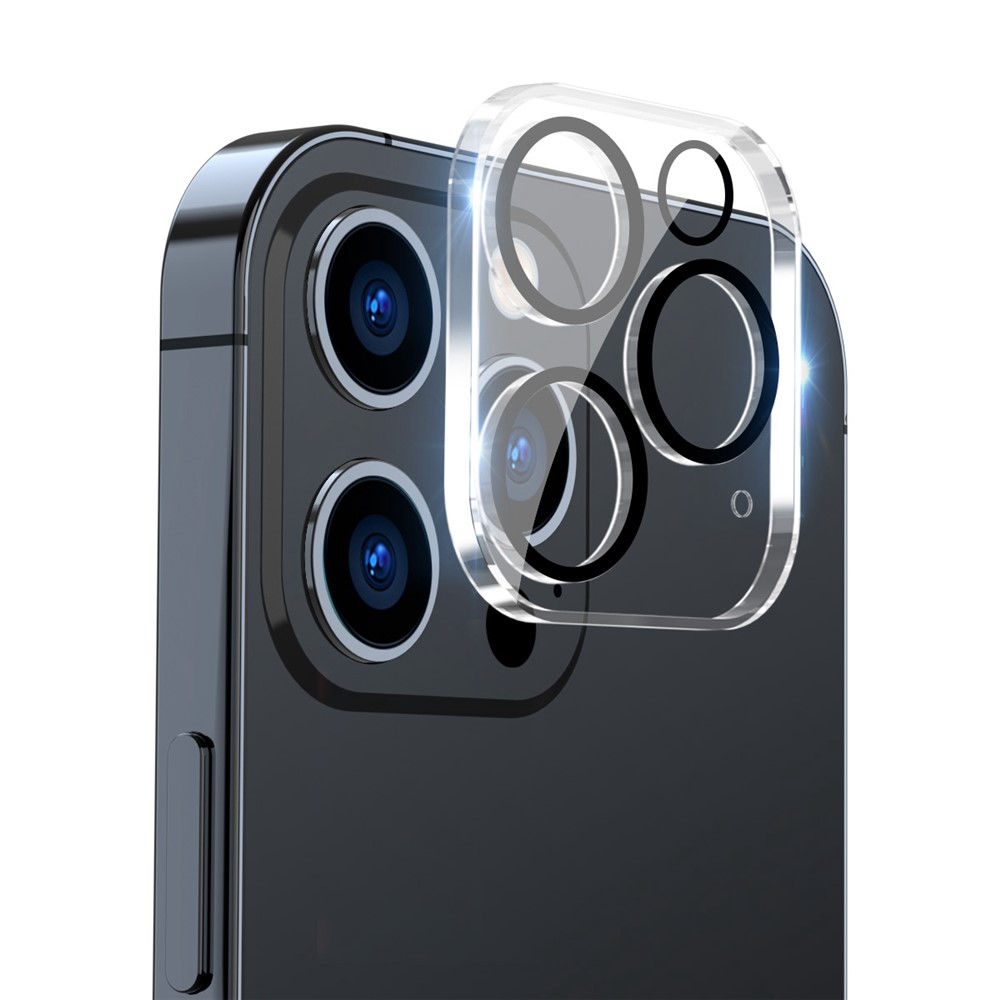 ENKAY HAT-PRINCE For iPhone 13 Pro 6.1 inch/13 Pro Max 6.7 inch Full Cover Camera Lens Protector Clear Tempered Glass Film, Black Ring Version-1