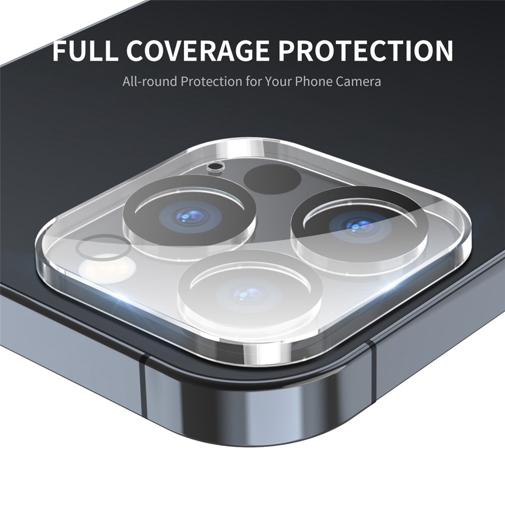 ENKAY HAT-PRINCE For iPhone 13 Pro 6.1 inch/13 Pro Max 6.7 inch Full Cover Camera Lens Protector Clear Tempered Glass Film, Black Ring Version-2