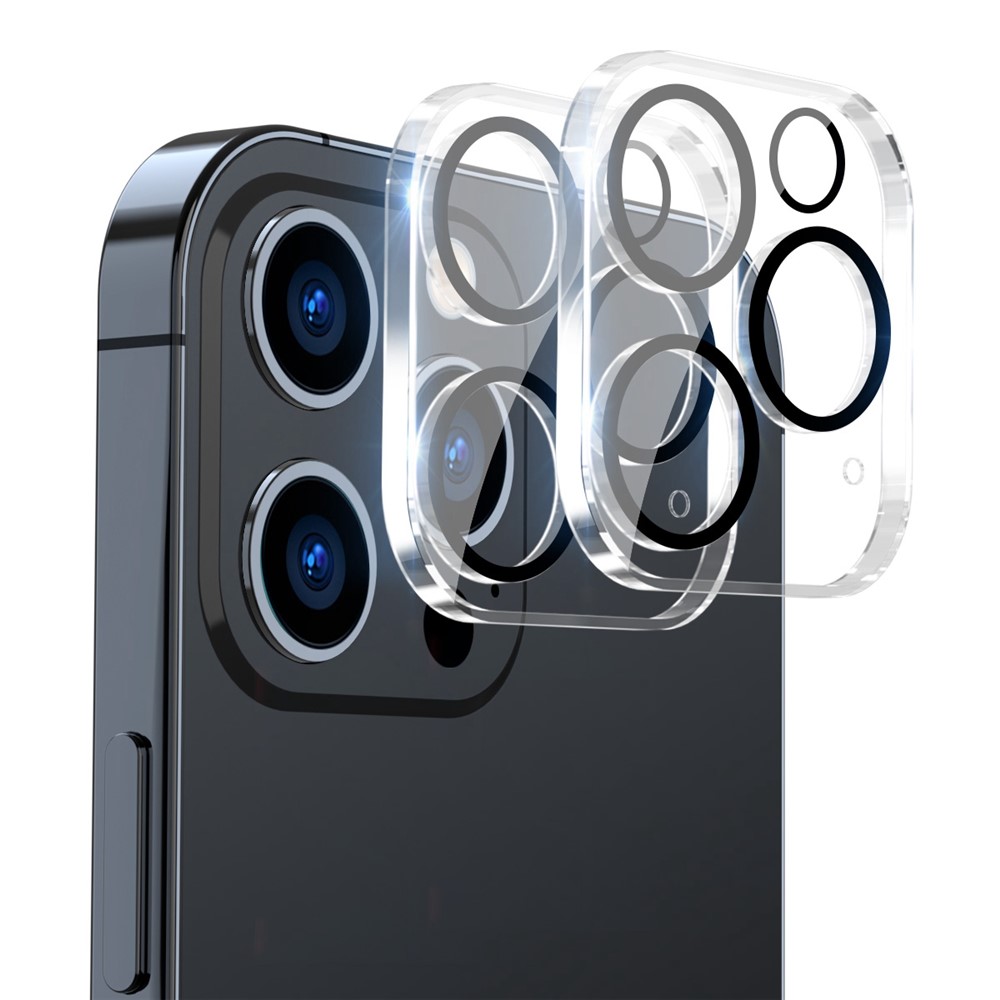 ENKAY HAT-PRINCE 2Pcs/Set for iPhone 13 Pro 6.1 inch/13 Pro Max 6.7 inch Full Cover Camera Lens Protector Clear Tempered Glass Film, Black Ring Version-1