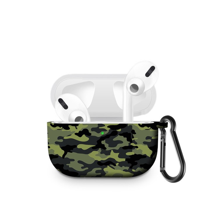 Pattern Printing Silicone Case for Airpods Pro - Camouflage Army Green-1