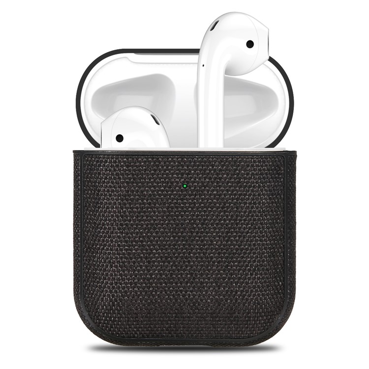 Canvas Protective Case with Keychain for AirPods with Charging Case (2019)/(2016)/Wireless Charging Case (2019) - Black-1