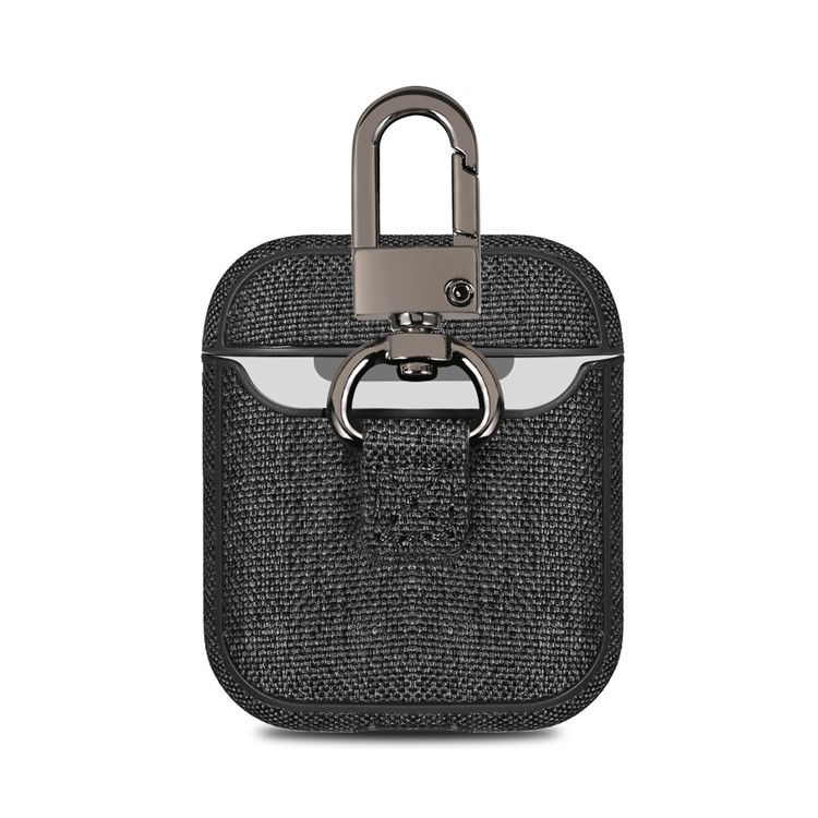 Canvas Protective Case with Keychain for AirPods with Charging Case (2019)/(2016)/Wireless Charging Case (2019) - Black-2