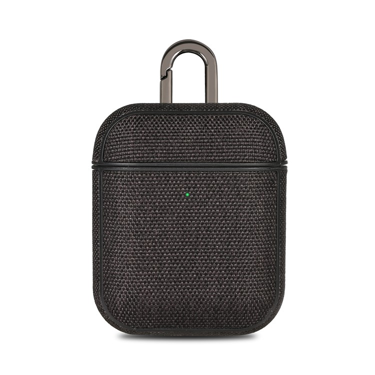 Canvas Protective Case with Keychain for AirPods with Charging Case (2019)/(2016)/Wireless Charging Case (2019) - Black-3