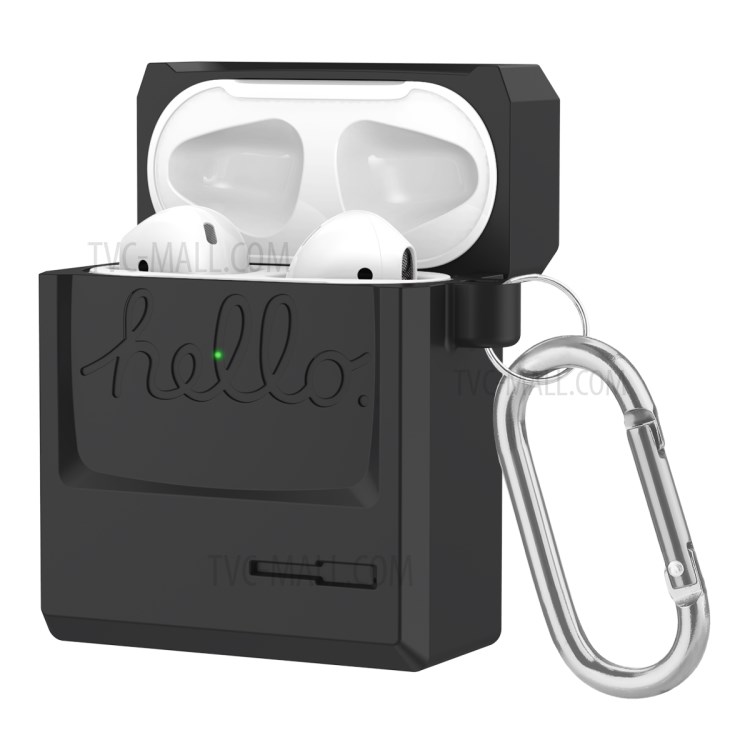 Retro Silicone Case for Apple AirPods with Wireless Charging Case (2019)/AirPods with Charging Case (2016)/(2019) - Black-2