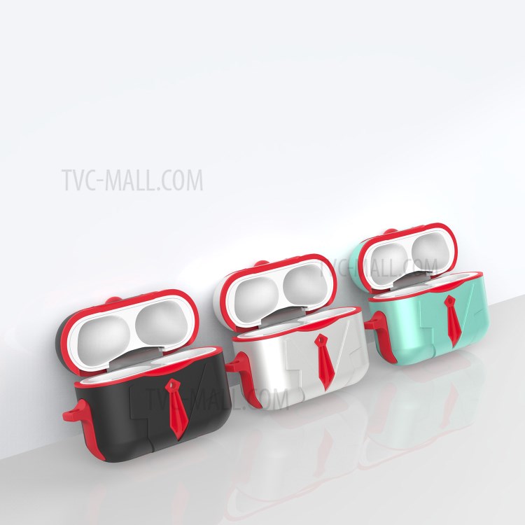 PC+TPU Combo Shell Protective Case for AirPods Pro - Black/Red-11
