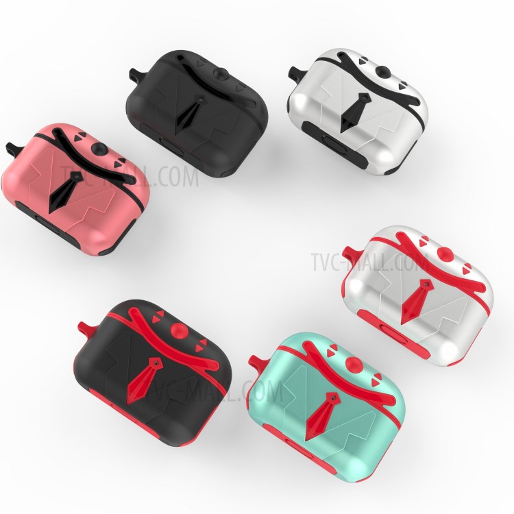 PC+TPU Combo Shell Protective Case for AirPods Pro - Black/Red-12