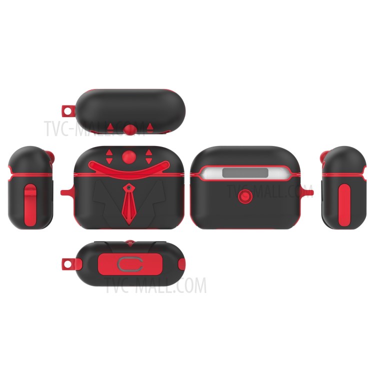 PC+TPU Combo Shell Protective Case for AirPods Pro - Black/Red-2