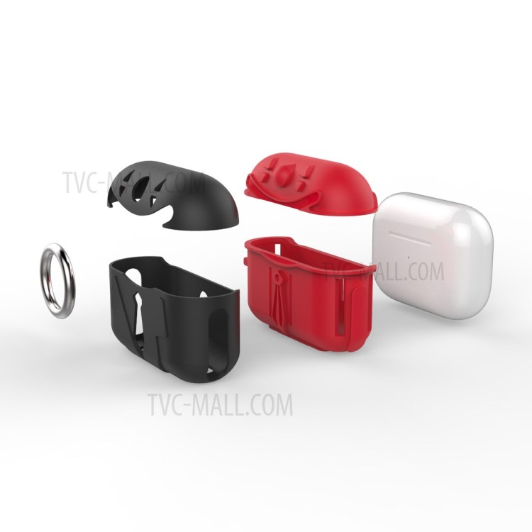 PC+TPU Combo Shell Protective Case for AirPods Pro - Black/Red-5