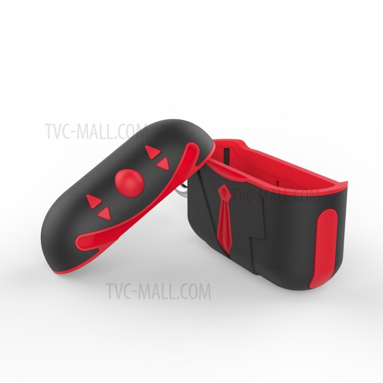 PC+TPU Combo Shell Protective Case for AirPods Pro - Black/Red-8