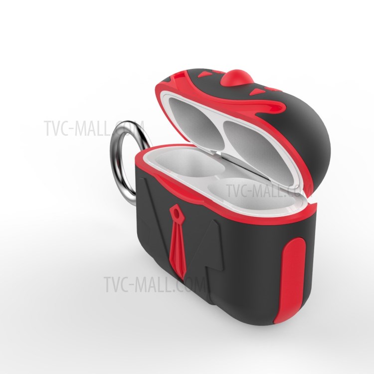 PC+TPU Combo Shell Protective Case for AirPods Pro - Black/Red-9