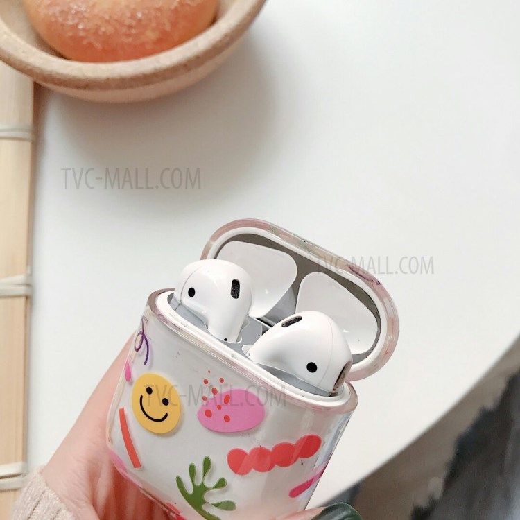 Cartoon Printing High Transparency TPU Cover for Apple AirPods with Wireless Charging Case (2019) / AirPods with Charging Case (2019) (2016) - Smiling Face-4