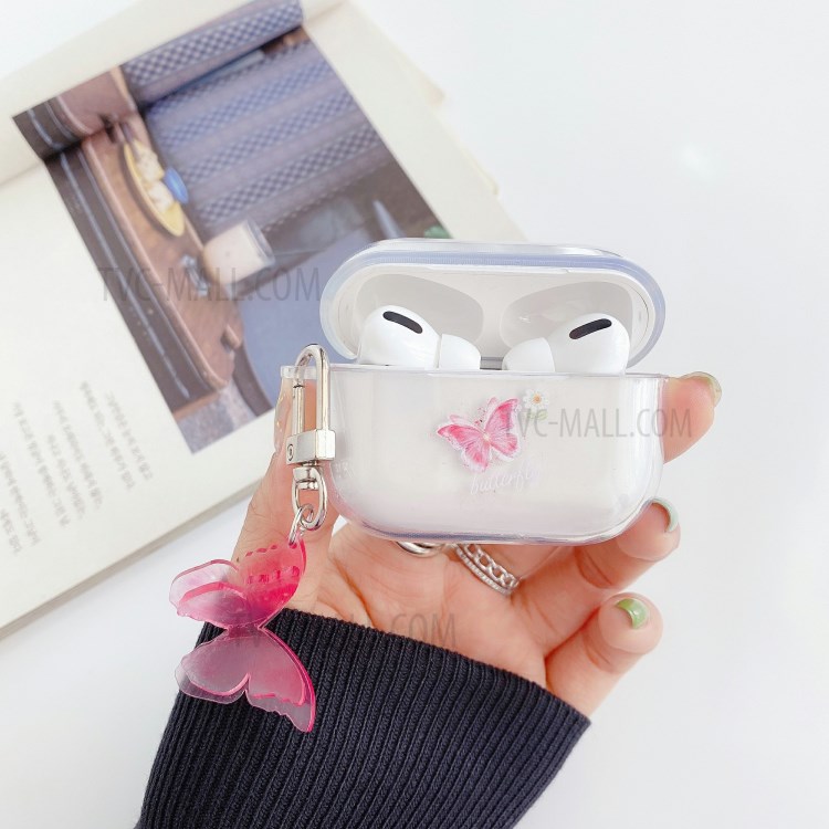 Impression Papillon Couverture De Peau TPU Pour Apple AirPod Pro - Rose-1