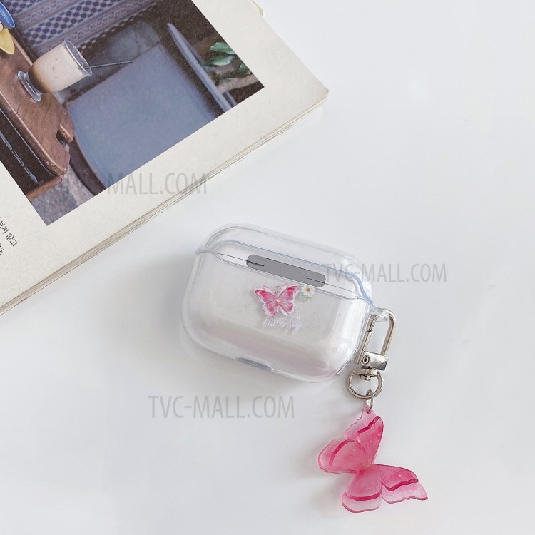 Impression Papillon Couverture De Peau TPU Pour Apple AirPod Pro - Rose-2
