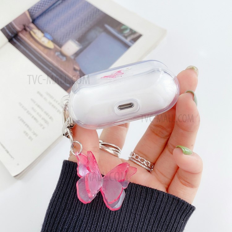 Impression Papillon Couverture De Peau TPU Pour Apple AirPod Pro - Rose-3