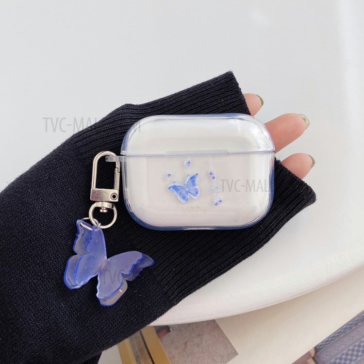 Mariposa Cubierta De TPU Piel Impresión Para La Manzana Airpods Pro - Azul-1