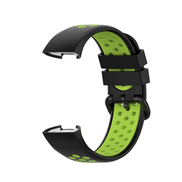 Bi-color Soft Silicone Watch Band for Fitbit Charge 4/4 SE/3/3 SE - Black/Fluorescent Green-3