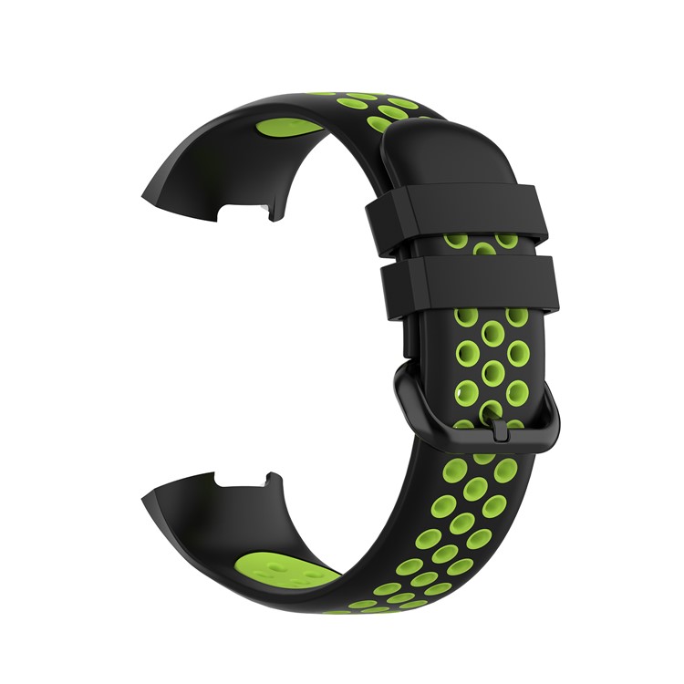 Bi-color Soft Silicone Watch Band for Fitbit Charge 4/4 SE/3/3 SE - Black/Fluorescent Green-4