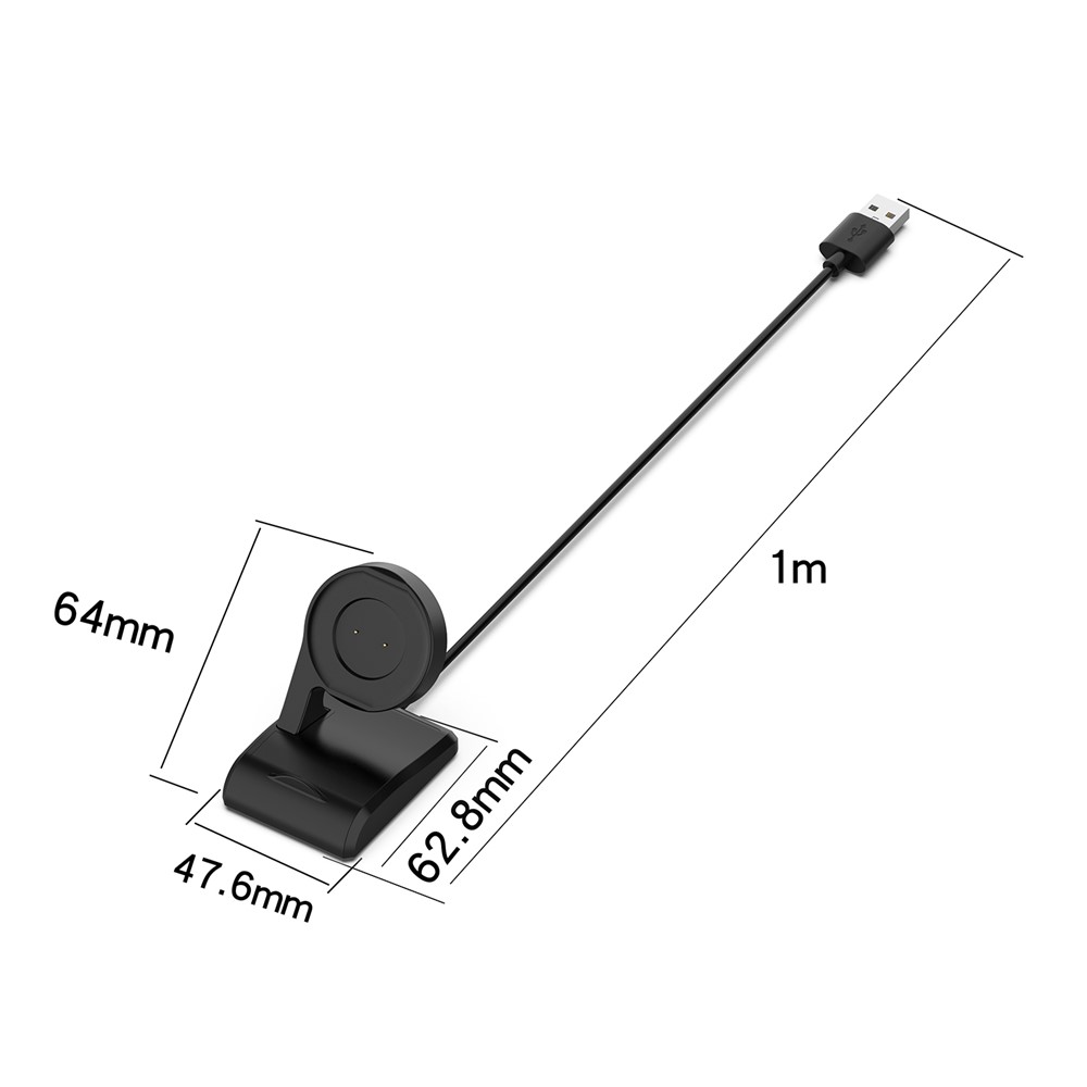 1m USB Charging Cable Magnetic Desktop Charger for Amazfit T-Rex A1918/GTR 42mm/GTR 47mm/GTS-15