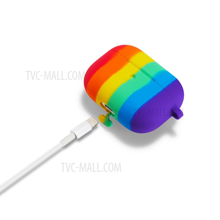 Caso Protetor De Silicone De Pele De Arco-íris Para Airpods Pro-4