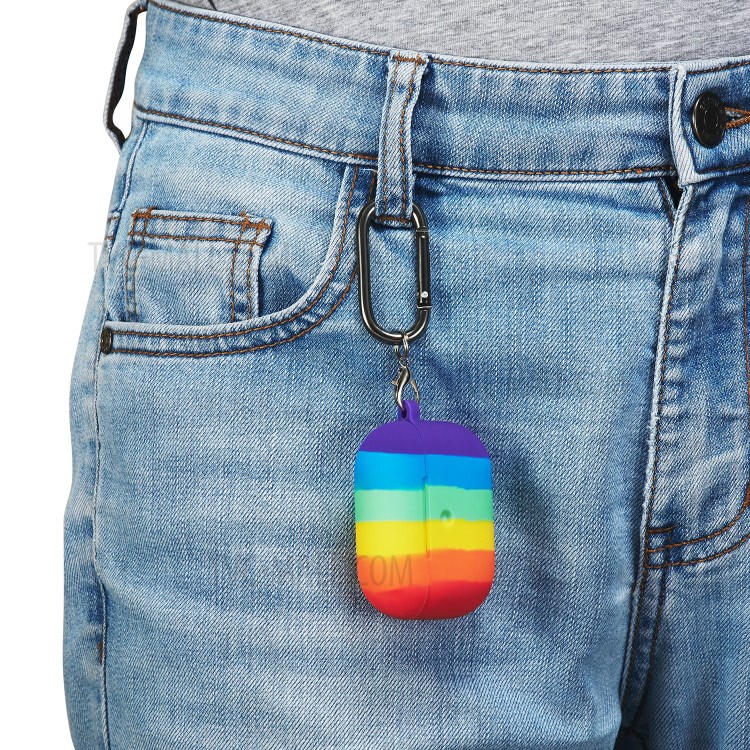 Caso Protetor De Silicone De Pele De Arco-íris Para Airpods Pro-6