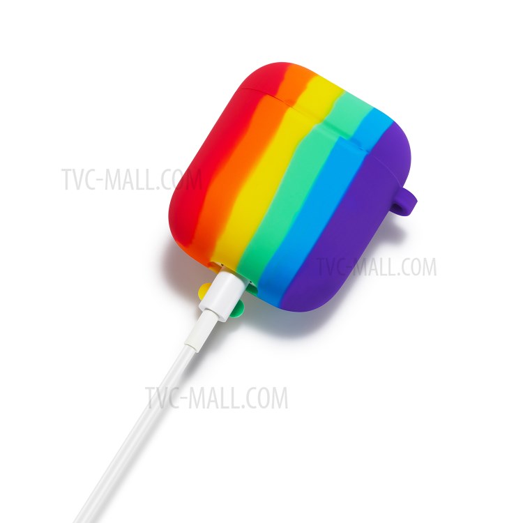 Regenbogen-Stil-Silikon-Schutzhülle Für Apple Airpods Mit Drahtloser Ladetasche (2019) / Airpods Mit Ladekoffer (2019) / (2016)