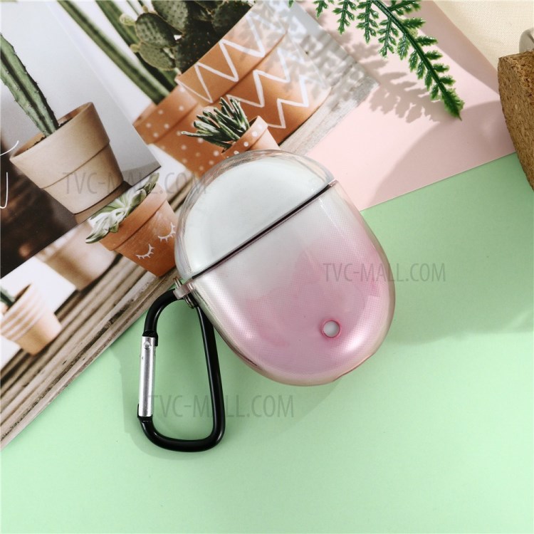 Transparent Gradient Color TPU Case with Buckle for Google Pixel Buds 2 - Pink-1