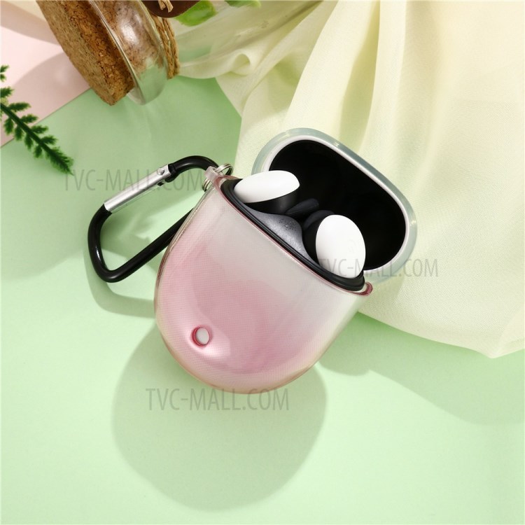 Transparent Gradient Color TPU Case with Buckle for Google Pixel Buds 2 - Pink-2