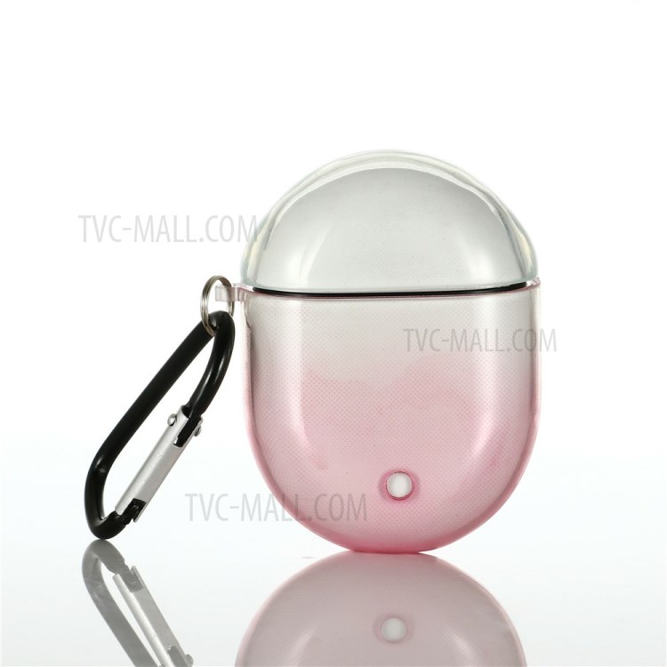 Transparent Gradient Color TPU Case with Buckle for Google Pixel Buds 2 - Pink-3