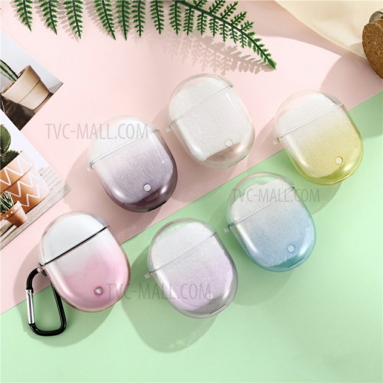 Transparent Gradient Color TPU Case with Buckle for Google Pixel Buds 2 - Pink-4