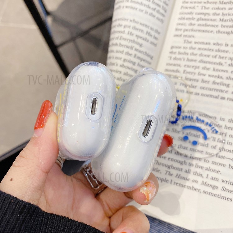 Soft TPU Smiling Face with Pendant Cover for Apple AirPods with Wireless Charging Case (2019) / AirPods with Charging Case (2019) (2016) - Blue-2