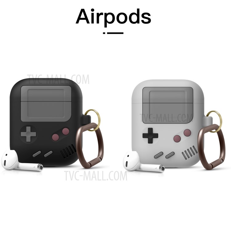 Game Console Shape Silicone Case with Hook for AirPods with Wireless Charging Case (2019)/AirPods with Charging Case (2016)/(2019) - Black-7