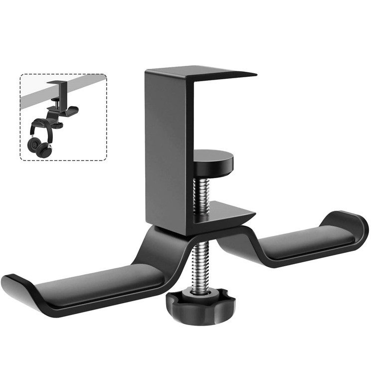 360 Degree Rotating Aluminum Alloy 2 in 1 Clip Desk Stand Earphone Stand-1