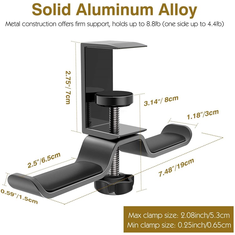 360 Degree Rotating Aluminum Alloy 2 in 1 Clip Desk Stand Earphone Stand-4