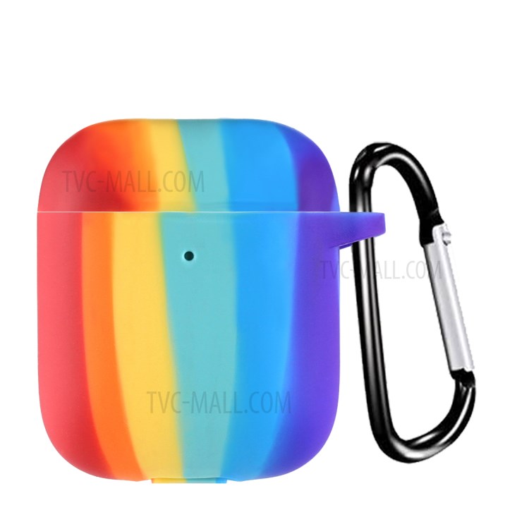 Rainbow Pattern Silicone Earphone Case Cover with Hanging Buckle for Apple AirPods with Charging Case (2019)(2016) / Apple AirPods with Wireless Charging Case (2019)-1