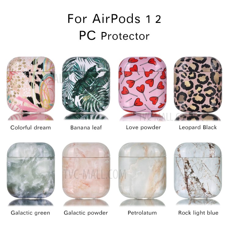 Water Transfer Printing PC Hard Case for Apple AirPods with Wireless Charging Case (2019)/AirPods with Charging Case (2016)/(2019) - White/Yellow-2