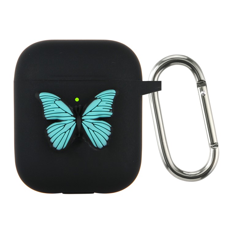 Butterfly Decor Silicone Protective Case Headsets Accessories for Apple AirPods with Charging Case (2019)(2016) / Apple AirPods with Wireless Charging Case (2019) - Black-1