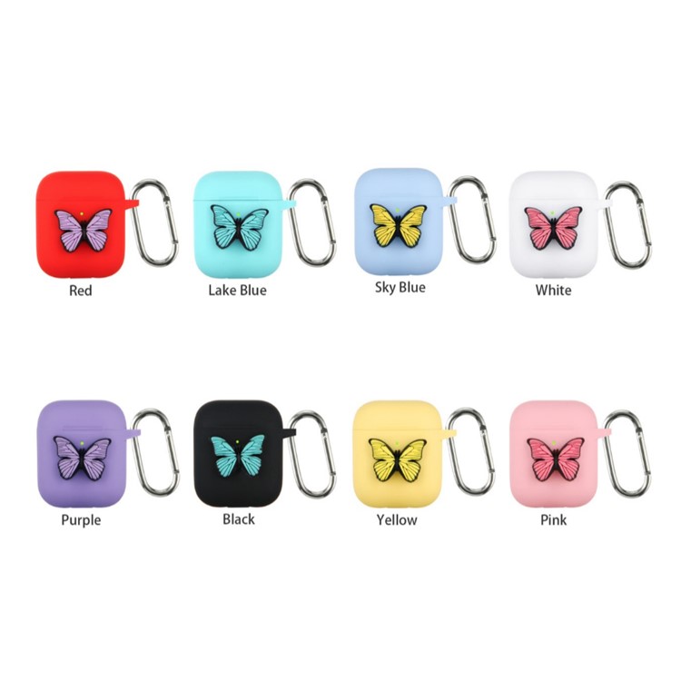 Butterfly Decor Silicone Protective Case Headsets Accessories for Apple AirPods with Charging Case (2019)(2016) / Apple AirPods with Wireless Charging Case (2019) - Black-2